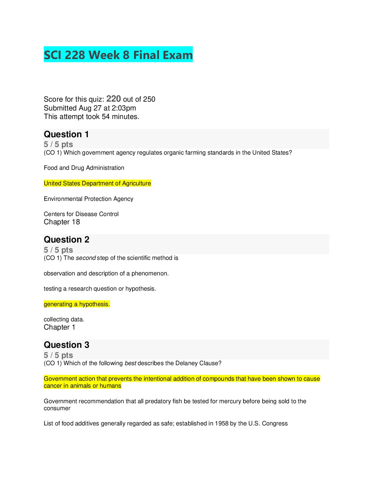 Preview image for SCI 228 Week 8 Final Exam (Questions and Answers)